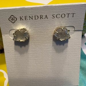 Kendra Scott stud earrings gold with clear gemstone